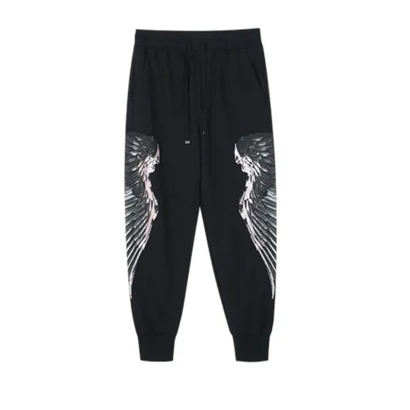 Boy London- Black Cotton Sweatpants with Pink Metallic Angel Wing Print - Picture 1 of 6